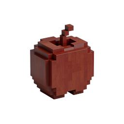 Voxel Wooden Apple 3D Icon - Block-Style Fruit Design