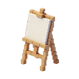 Voxel Art Easel - 3D Isometric Creative Display Icon