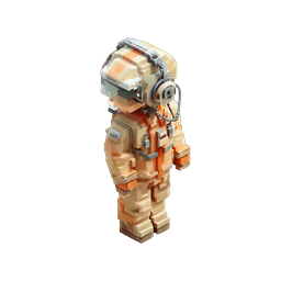 ボクセル宇宙飛行士キャラクター - 3D アイソメトリック宇宙探検家アイコン