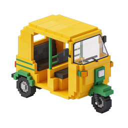 Voxel Auto Rickshaw Icon - 3D Pixel Art Style