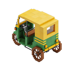 ไอคอน 3D รถตุ๊กตุ๊กแบบ Voxel - การขนส่งแบบ Isometric