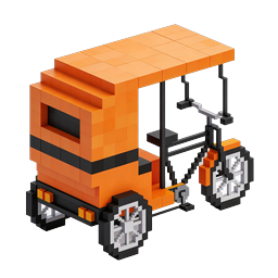 Voxel Auto Rickshaw Isometric Transport Icon
