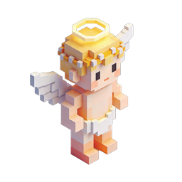 Icona 3D angioletto voxel - Design personaggio carino a blocchi