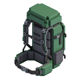 Voxel 3D Backpack Icon - Isometric Green Hiking Bag