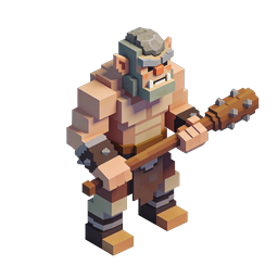 Voxel Barbarian Warrior 3D Character Icon