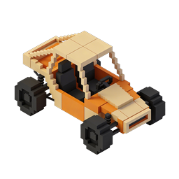 Voxel Beach Buggy 3D Isometrisches Icon | Blockiges Dune Buggy