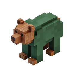 Voxel Bear 3D Icon - Blocky Forest Animal Design