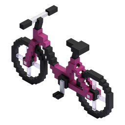 3D Voxel Bicycle Icon - Isometric Pink Bike