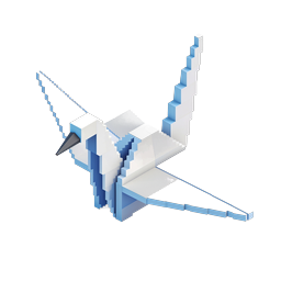 Isometric Voxel Bird 3D Icon | Flying Crane Design