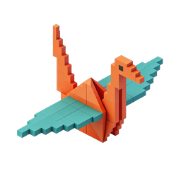 Voxel 3D Flying Bird Icon - Isometric Block Style