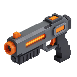 Voxel Blaster Gun 3D Icon - Sci-Fi Pixel Art Weapon