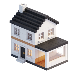 Isometric Voxel Block House 3D Icon for Real Estate