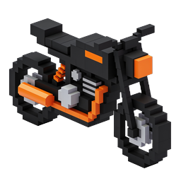 Voxel Block Motorcycle 3D Icon - Futuristic Bike Design