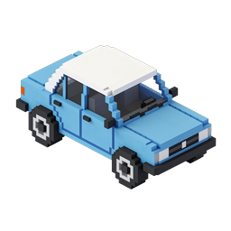 Voxel Blue Car Icon - 3D Pixel Art Vehicle