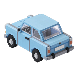 Voxel Blue Car 3D Icon - Isometric Pixel Art