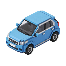 Isometric Blue Voxel Car Icon | 3D Block Style Vehicle