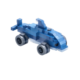 Voxel Blue Car Icon - 3D Isometric Block Vehicle