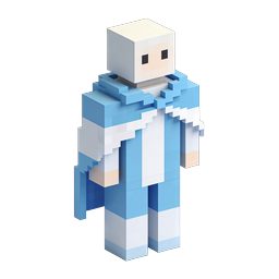 3D Voxel Blue Character Icon - Minecraft Style