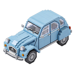 Voxel Blue Citroen Truck 3D Icon - Isometric Pixel Art