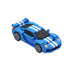 Blue Voxel Race Car Icon - 3D Pixel Sports Car
