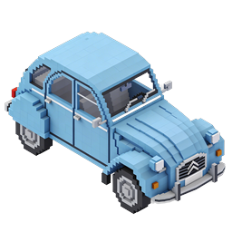 Isometric Voxel Blue Pickup Truck Icon - 3D Pixel Art