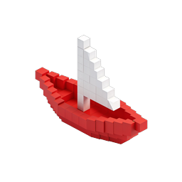 Isometric Voxel Boat Icon - 3D Cube Ship Design