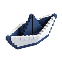 Voxel Boat Ship Icon - 3D Block Maritime Design