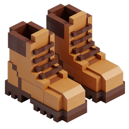 Voxel Boots 3D Isometrisches Icon - Blockiges Schuhwerk-Design