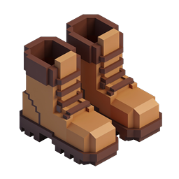 Voxel 3D Boots Icon - Isometric Brown Footwear