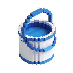 Voxel Bucket 3D Isometric Icon | Blue & White Pixel Art