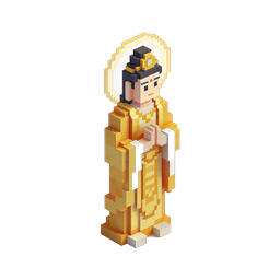 Voxel Buddhist Monk Icon - Spiritual 3D Pixel Art