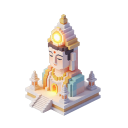 Voxel Buddha Statue Meditation Temple Icon