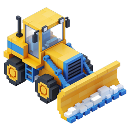 Voxel Bulldozer Construction Vehicle Icon - 3D Pixel Art