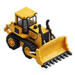 ไอคอนรถแทรกเตอร์ก่อสร้างแบบ Isometric Voxel