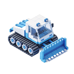 Voxel Bulldozer Isometric 3D Construction Icon