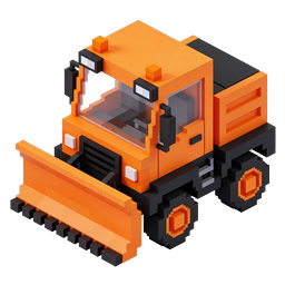 Voxel Bulldozer Isometric Construction Icon