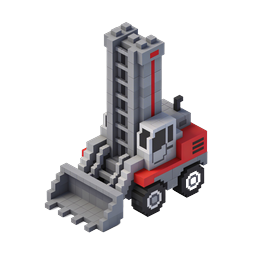 Voxel Bulldozer 3D Construction Vehicle Icon