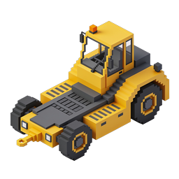 Icono de bulldozer de construcción isométrico voxel