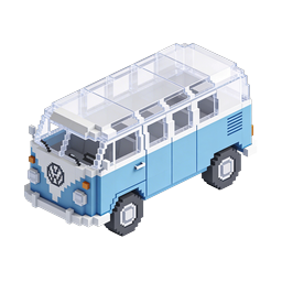 Voxel 3D Bus Icon - Pixel Art Transportation
