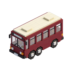 Icona autobus voxel isometrica - Trasporto in stile blocchi 3D