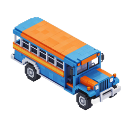 Voxel Bus Icon - Colorful 3D Pixel Art Transportation