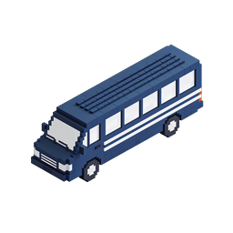 Isometrisches blaues Bus-Icon - 3D Voxel Transportgrafik