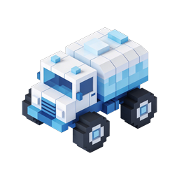 Isometrisches Voxel-Bus-Icon - 3D-Block-Transport