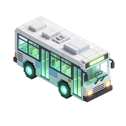 Futuristic Voxel Bus 3D Isometric Icon