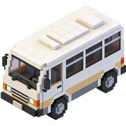 Isometric Voxel Bus Icon - 3D Block Art