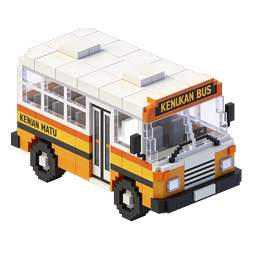 Biểu tượng xe buýt Voxel - Vận tải khối 3D Isometric