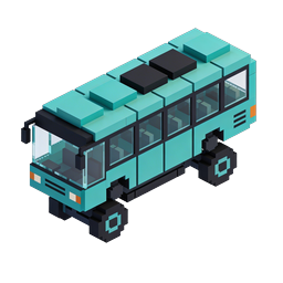 Isometrisches Voxel-Bus-Icon - 3D Pixel Art Transport