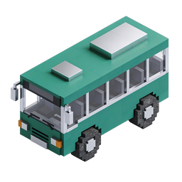 Icona autobus Voxel - Trasporto in Pixel Art 3D isometrico