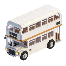 Isometric Voxel Bus Icon - 3D Pixel Art Transportation