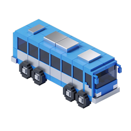 Voxel Bus 3D Isometric Icon - Pixel Art Style